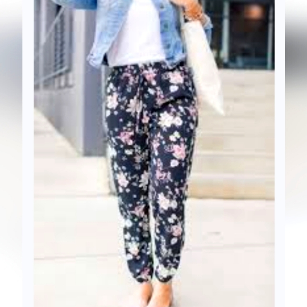 Women's silk joggers floral size S